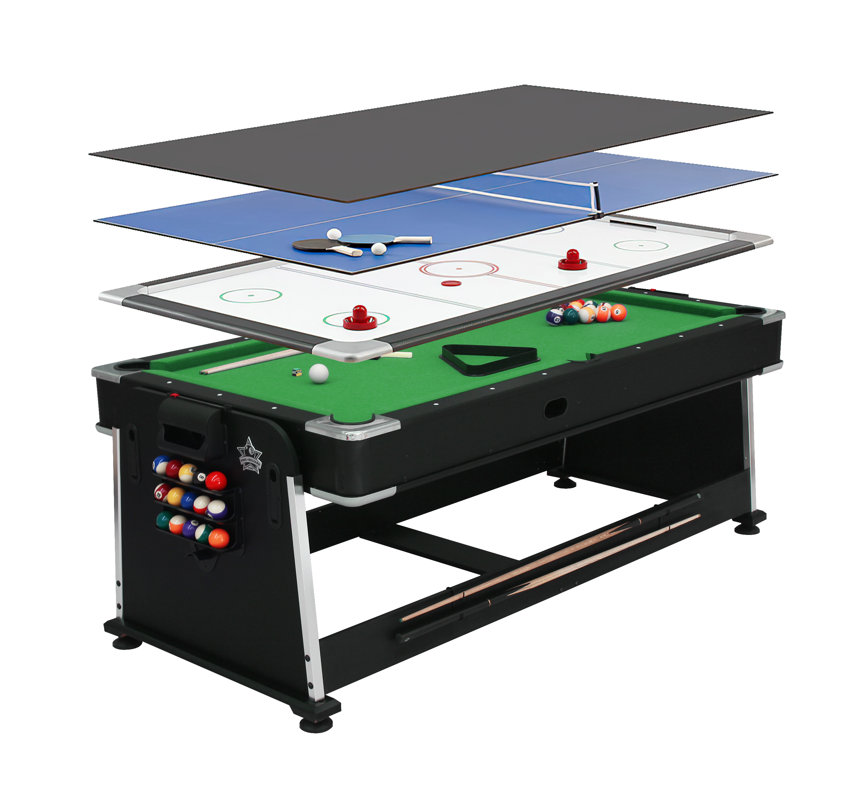โต๊ะพูล 4IN1 POOL BILLIARD อุปกรณ์พร้อมเล่น ขนาด 7ฟุต สักหลาดเขียว_0